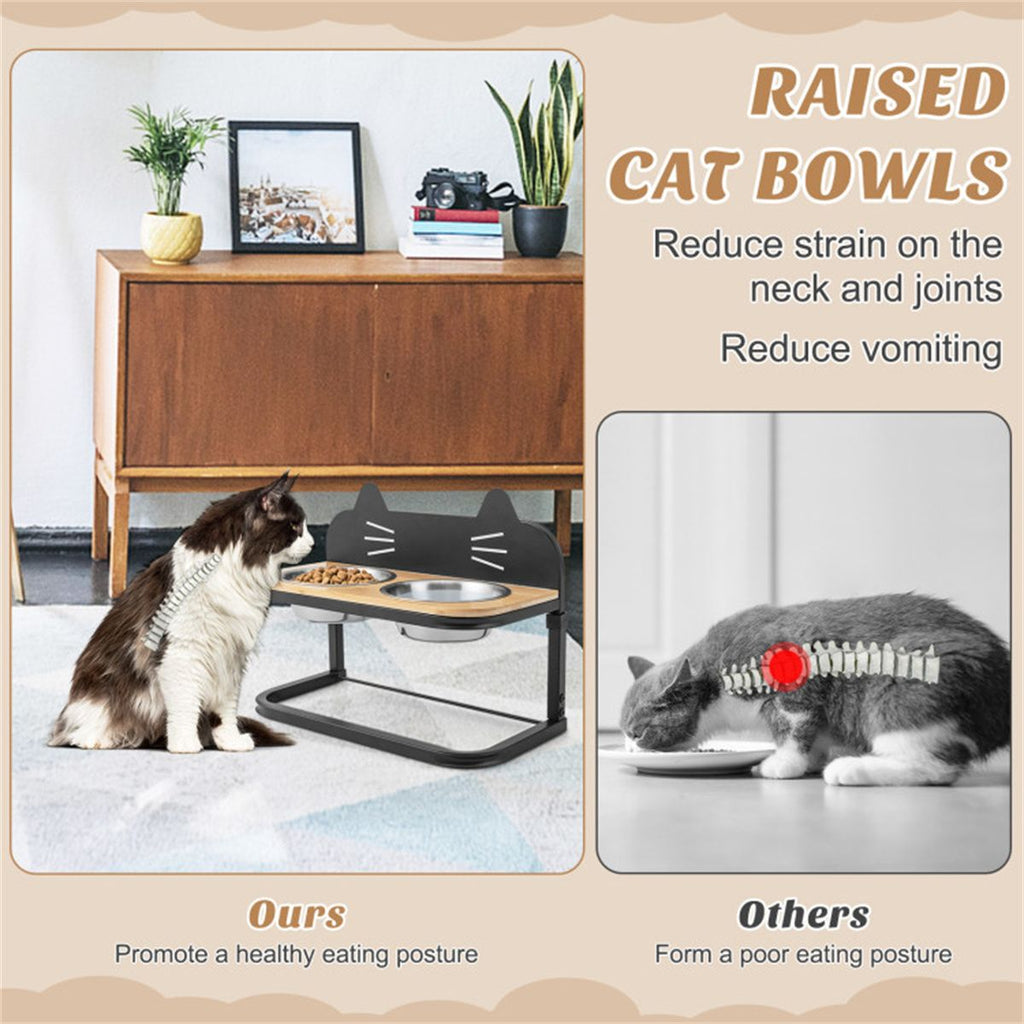 Adjustable Elevated Pet Feeder with Stainless Steel Bowls – Neck & Joint Support for Cats & Dogs