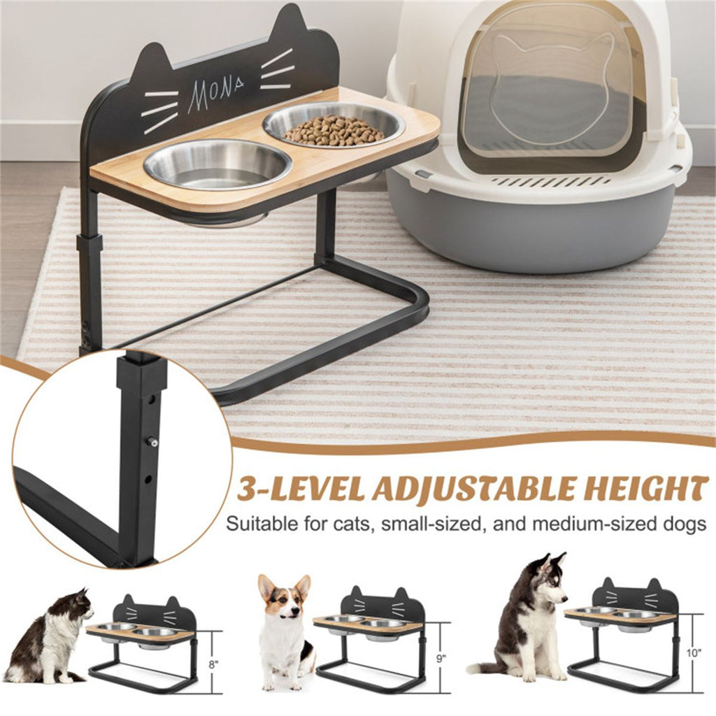 Adjustable Elevated Pet Feeder with Stainless Steel Bowls – Neck & Joint Support for Cats & Dogs