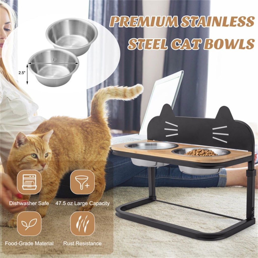 Adjustable Elevated Pet Feeder with Stainless Steel Bowls – Neck & Joint Support for Cats & Dogs