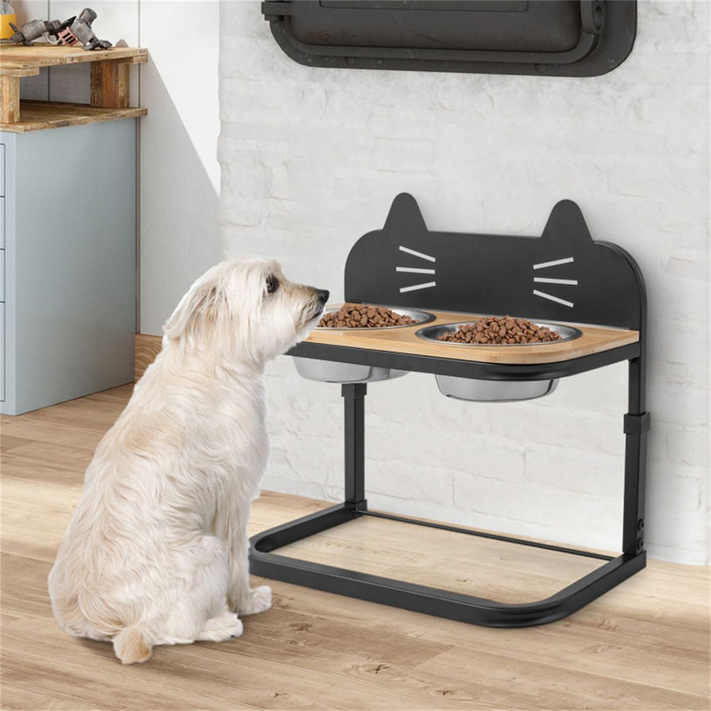 Adjustable Elevated Pet Feeder with Stainless Steel Bowls – Neck & Joint Support for Cats & Dogs