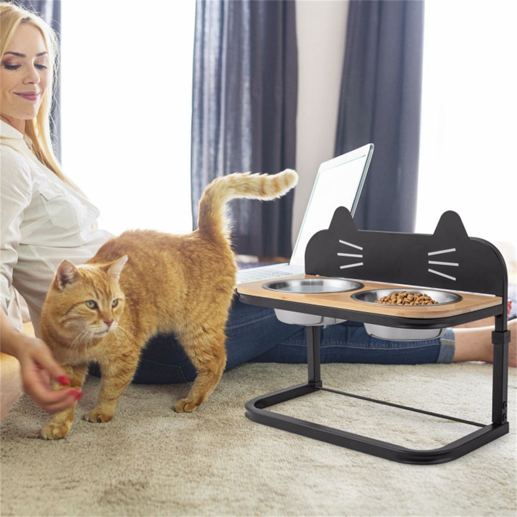 Adjustable Elevated Pet Feeder with Stainless Steel Bowls – Neck & Joint Support for Cats & Dogs