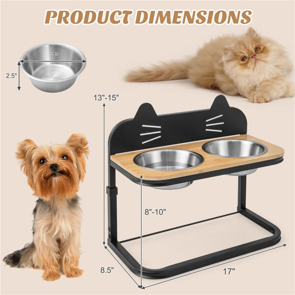 Adjustable Elevated Pet Feeder with Stainless Steel Bowls – Neck & Joint Support for Cats & Dogs