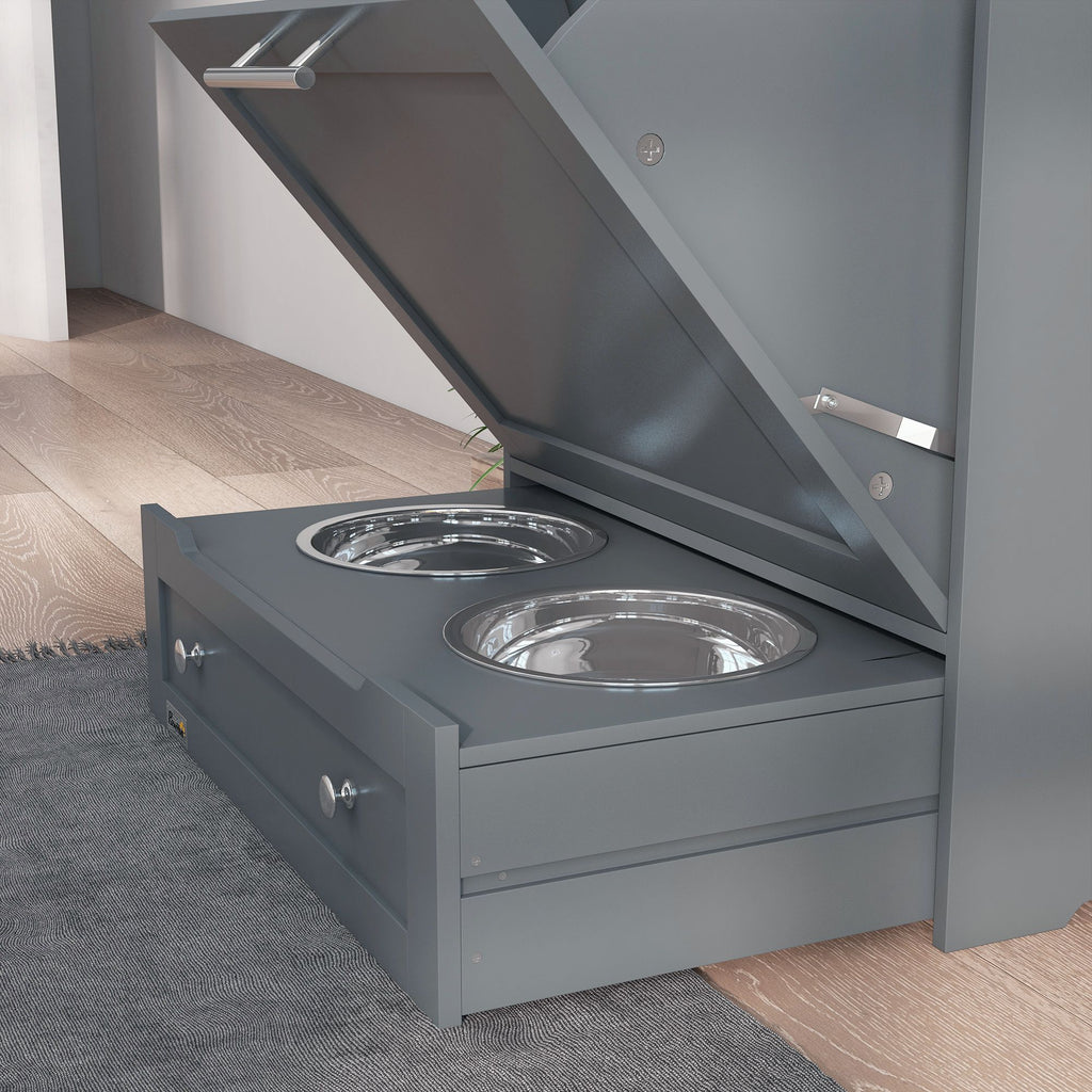 All-in-One Pet Feeding Station with Hidden Bowls & Storage