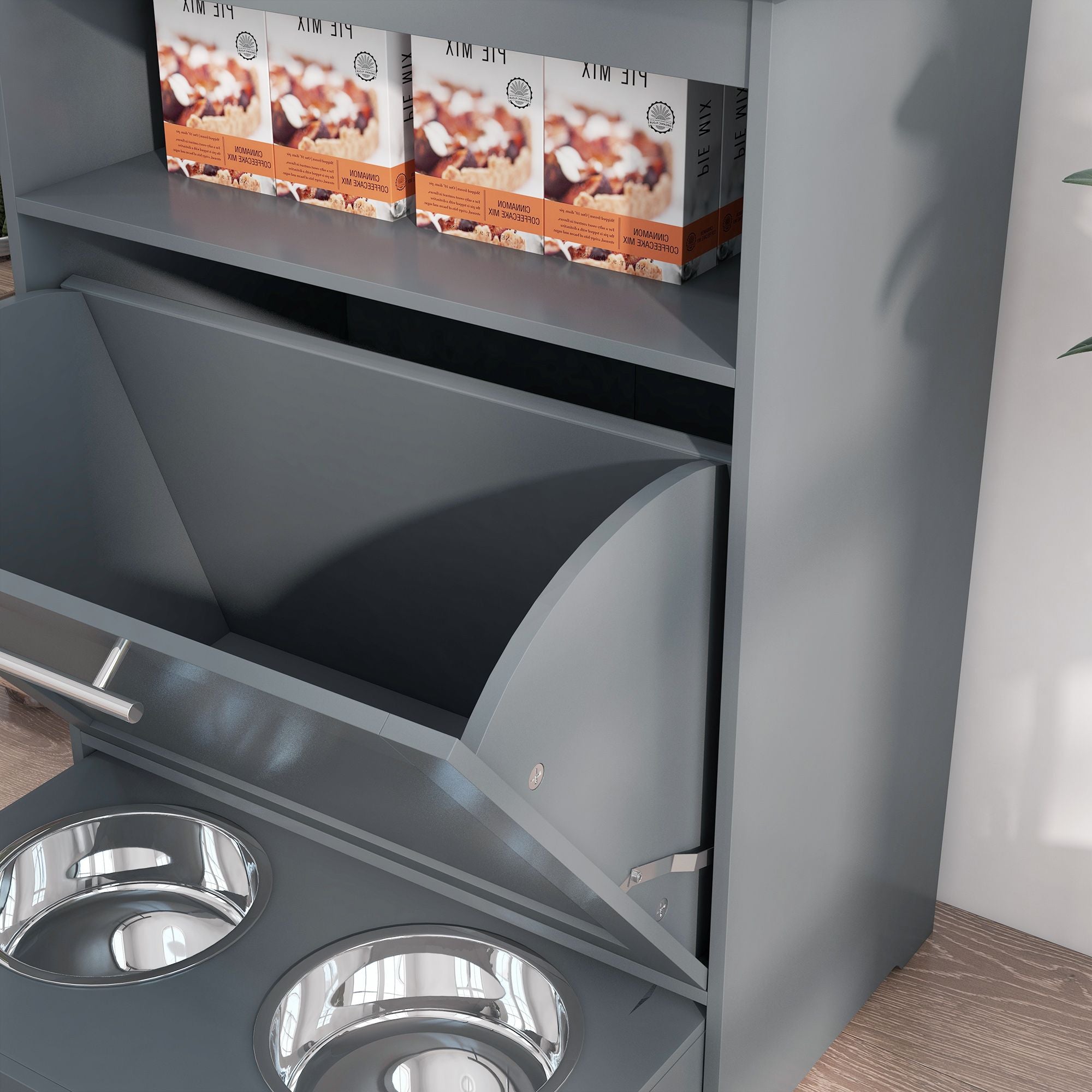 All-in-One Pet Feeding Station with Hidden Bowls & Storage