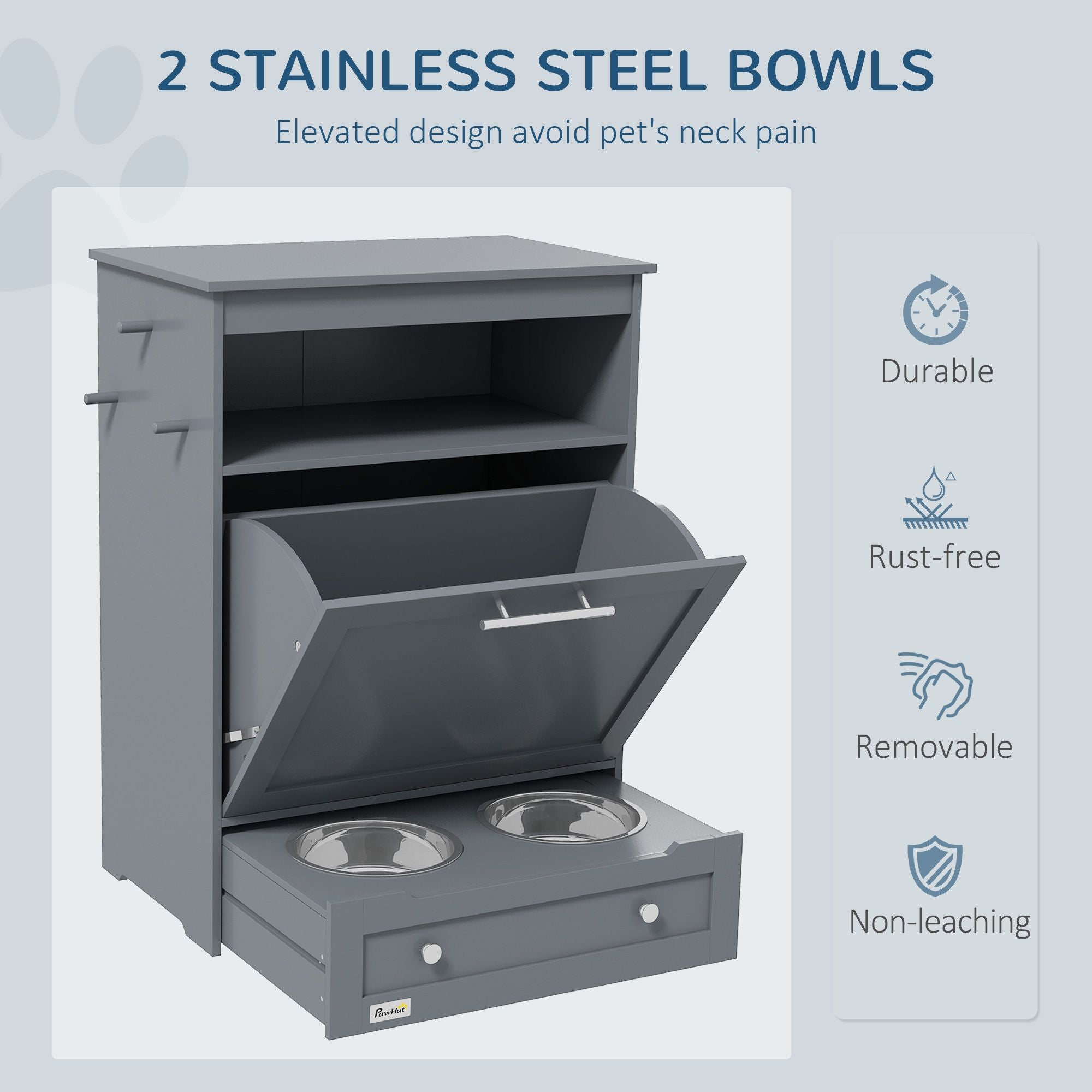 All-in-One Pet Feeding Station with Hidden Bowls & Storage