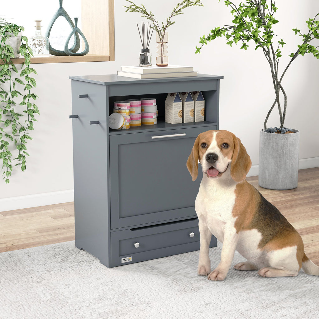 All-in-One Pet Feeding Station with Hidden Bowls & Storage