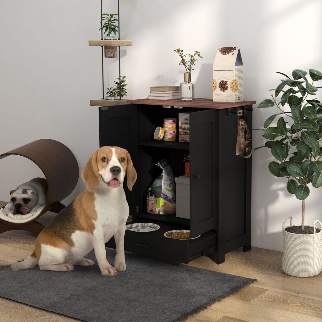 Sleek Dog Feeding Station with Hidden Bowls & Storage Cabinet – Medium Dogs