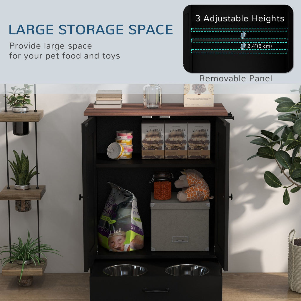 Sleek Dog Feeding Station with Hidden Bowls & Storage Cabinet – Medium Dogs