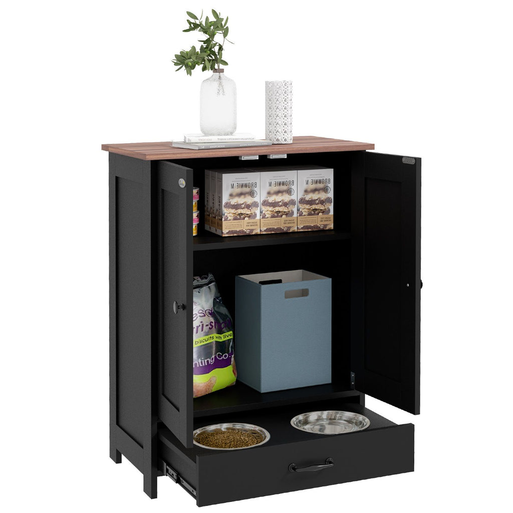 Sleek Dog Feeding Station with Hidden Bowls & Storage Cabinet – Medium Dogs