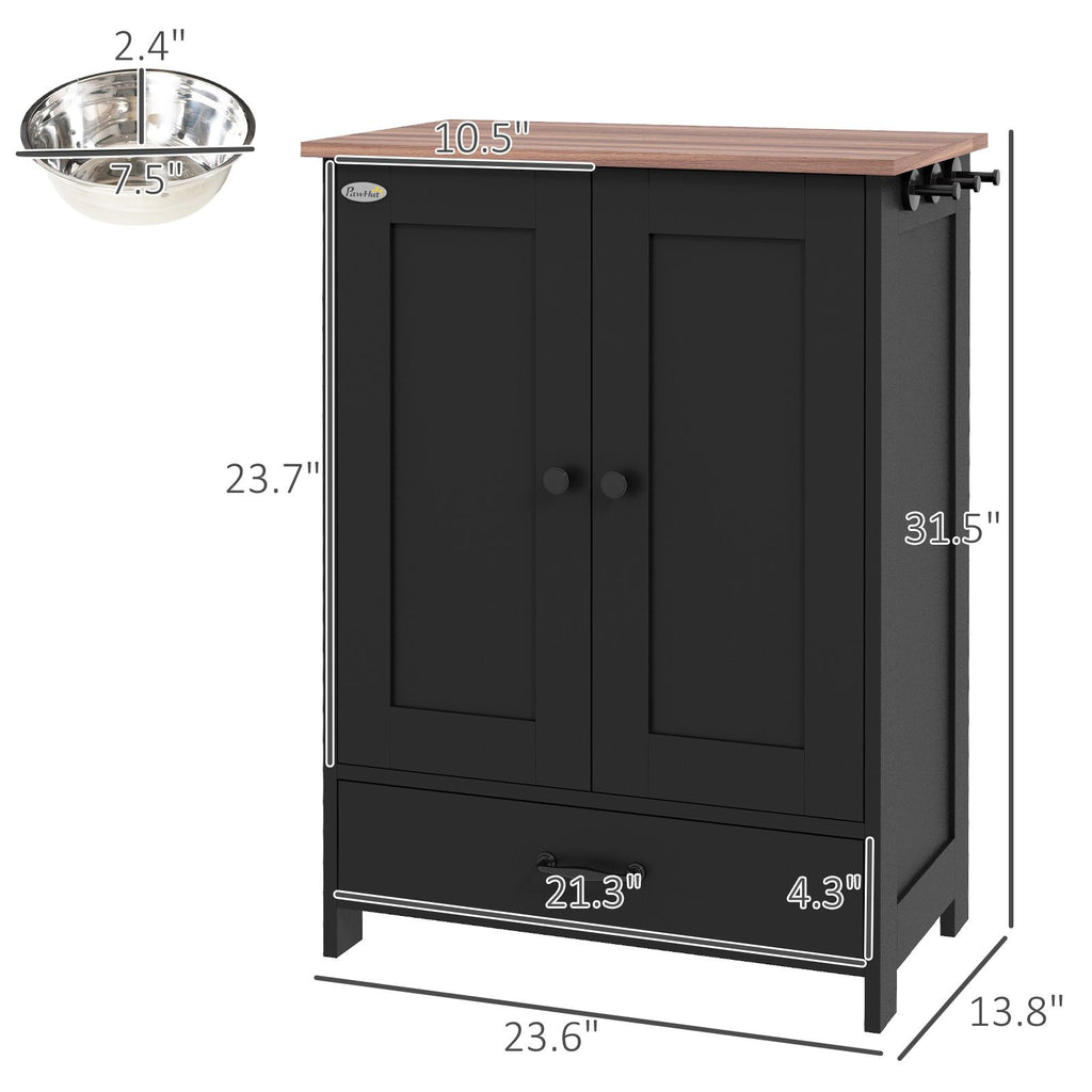 Sleek Dog Feeding Station with Hidden Bowls & Storage Cabinet – Medium Dogs