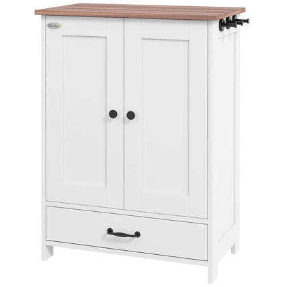 Sleek Dog Feeding Station with Hidden Bowls & Storage – White