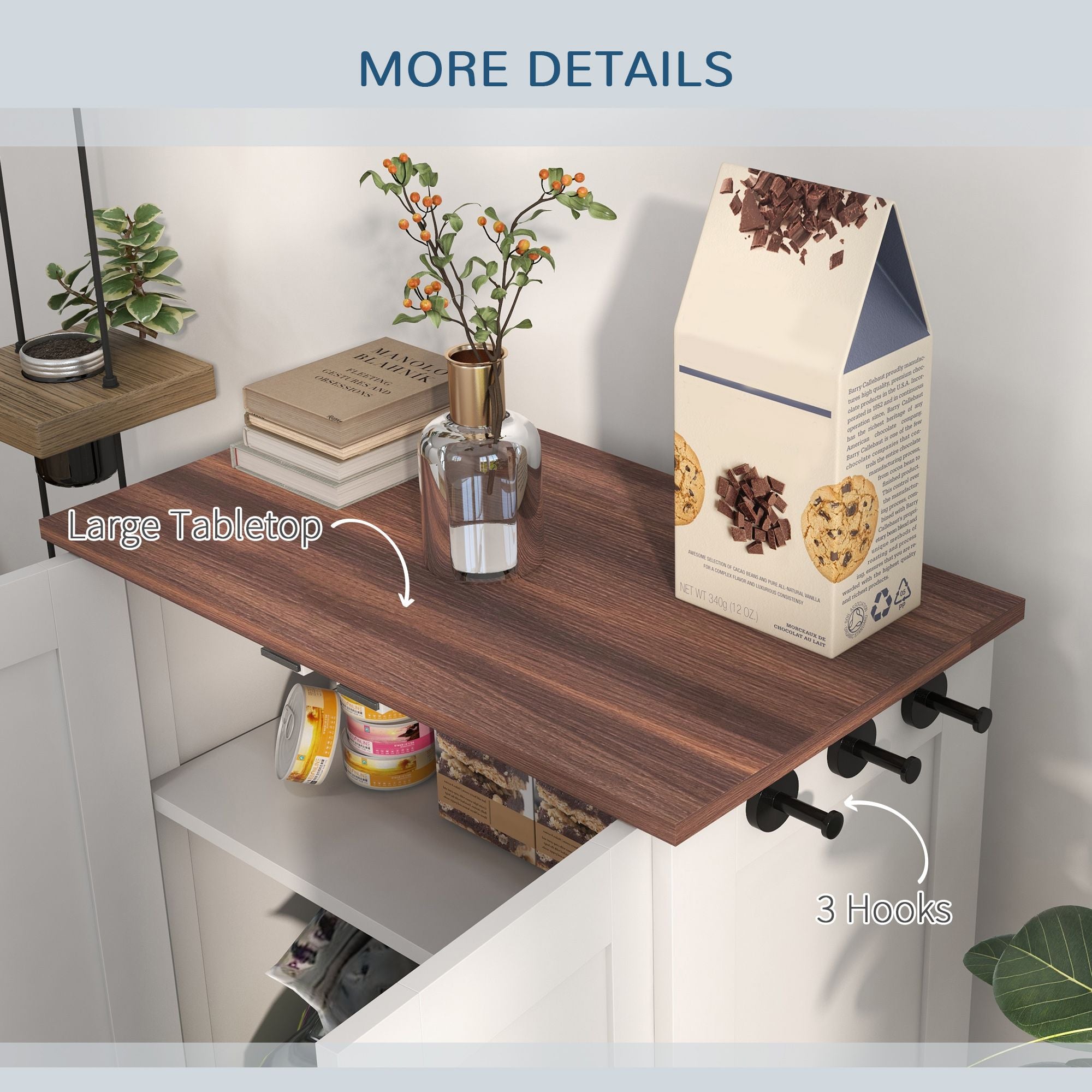 Sleek Dog Feeding Station with Hidden Bowls & Storage – White