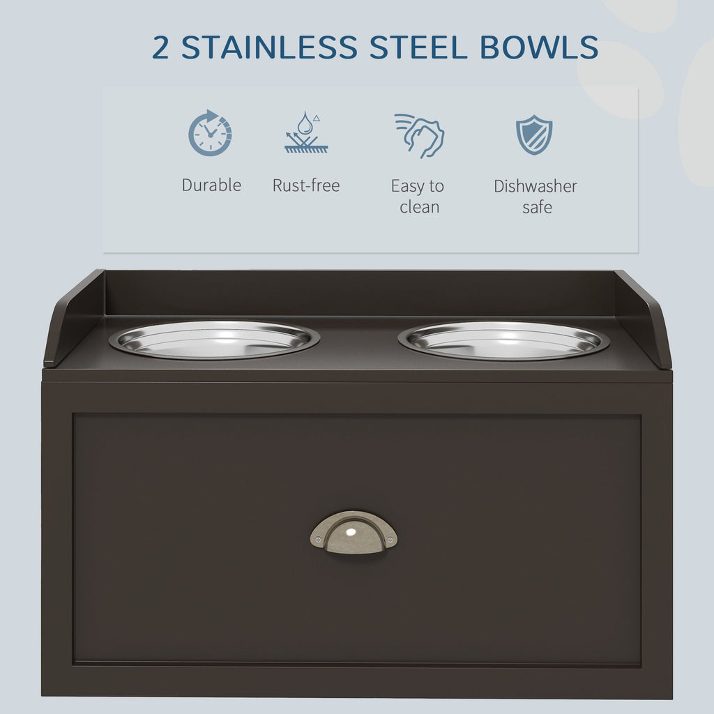 Elevate Your Large Dog's Dining Experience with Our Coffee-Colored Pet Feeding Station
