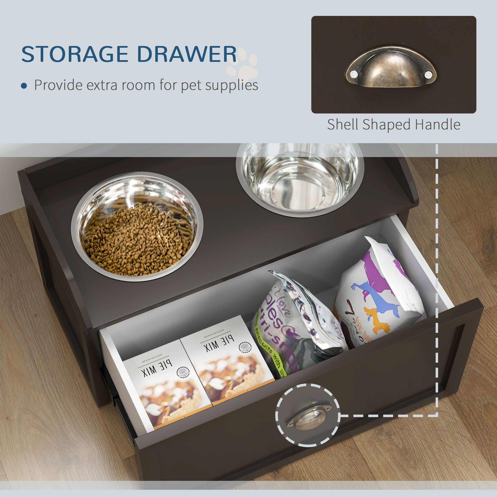 Elevate Your Large Dog's Dining Experience with Our Coffee-Colored Pet Feeding Station