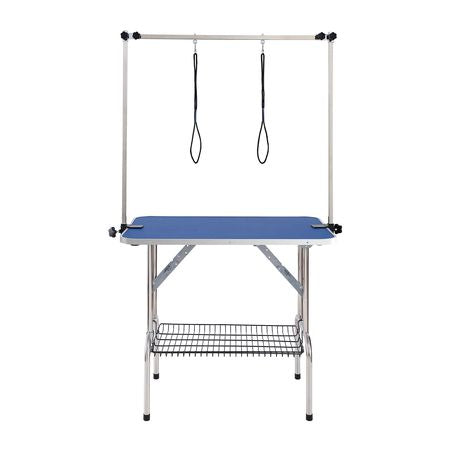 Sturdy Pet Grooming Table with Adjustable Arms & Storage Shelf