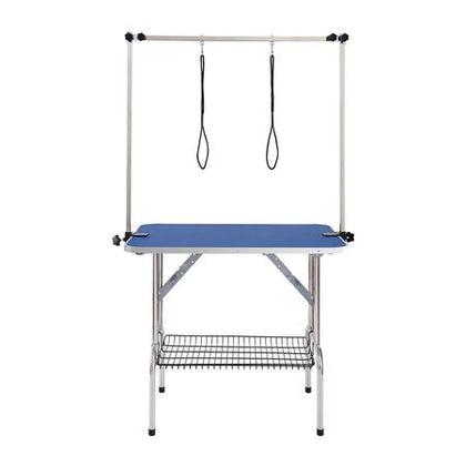 Sturdy Pet Grooming Table with Adjustable Arms & Storage Shelf