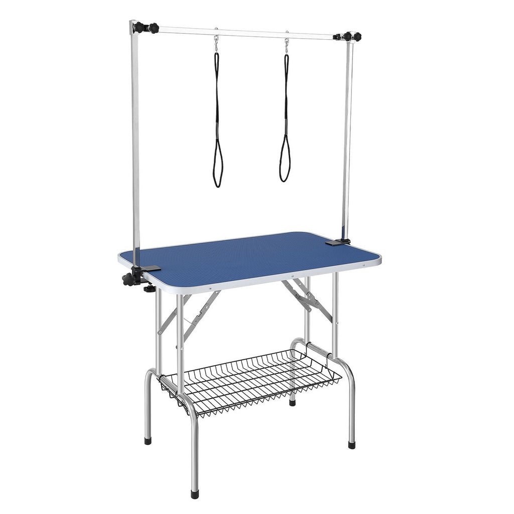 Sturdy Pet Grooming Table with Adjustable Arms & Storage Shelf
