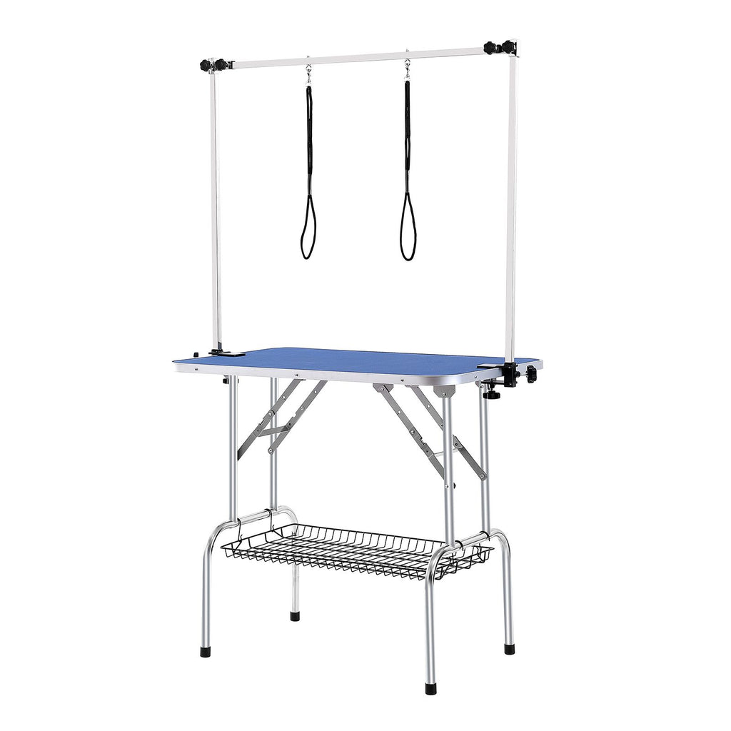 Sturdy Pet Grooming Table with Adjustable Arms & Storage Shelf