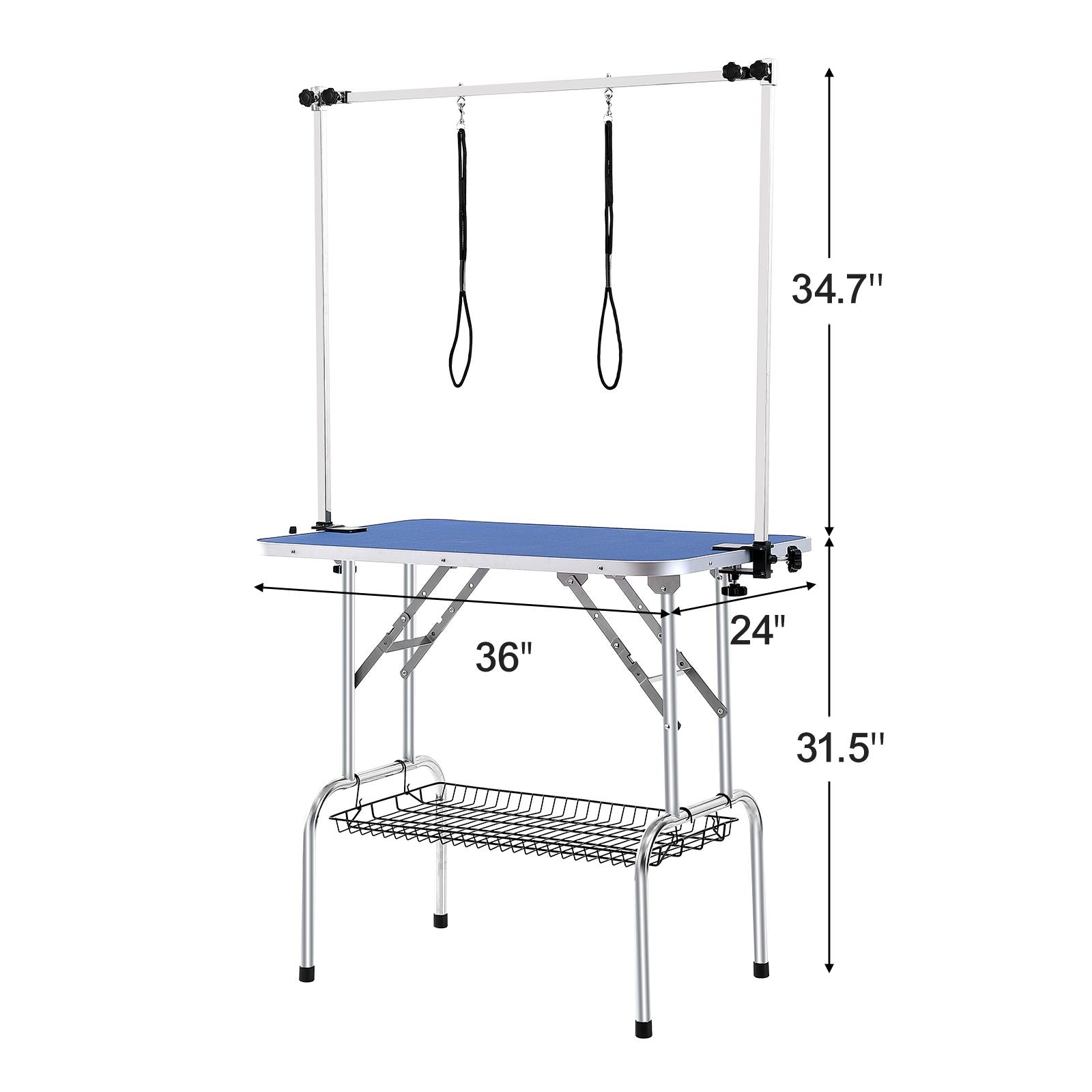 Sturdy Pet Grooming Table with Adjustable Arms & Storage Shelf