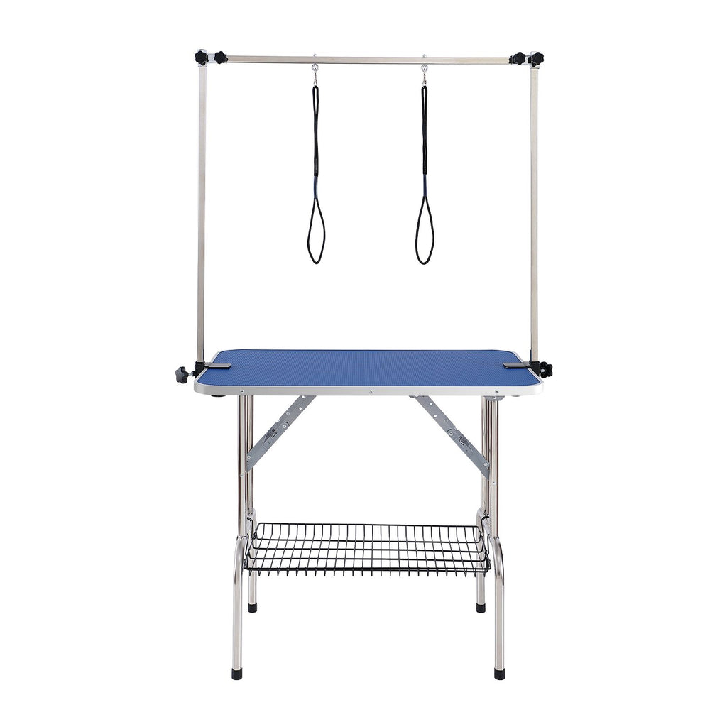 Sturdy Pet Grooming Table with Adjustable Arms & Storage Shelf