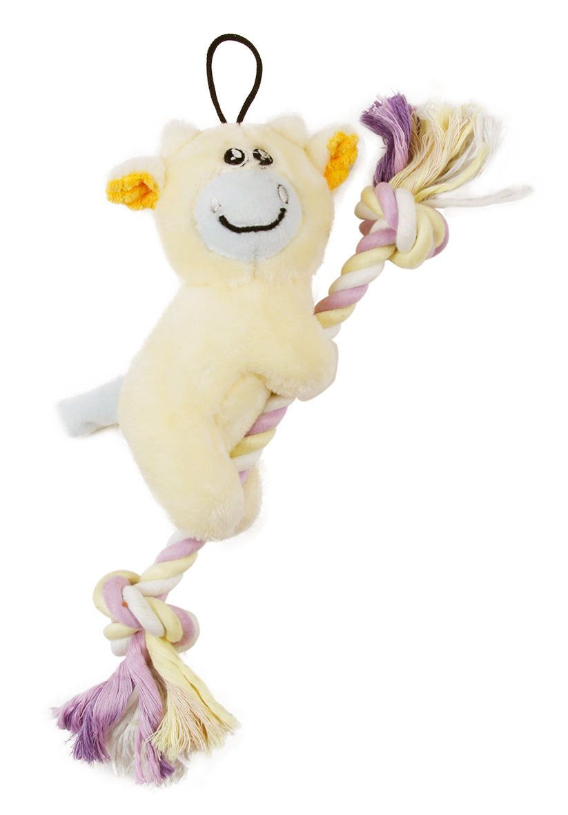 Plush Bear and Jute Rope Squeaky Toy for Newborn Cats and Dogs