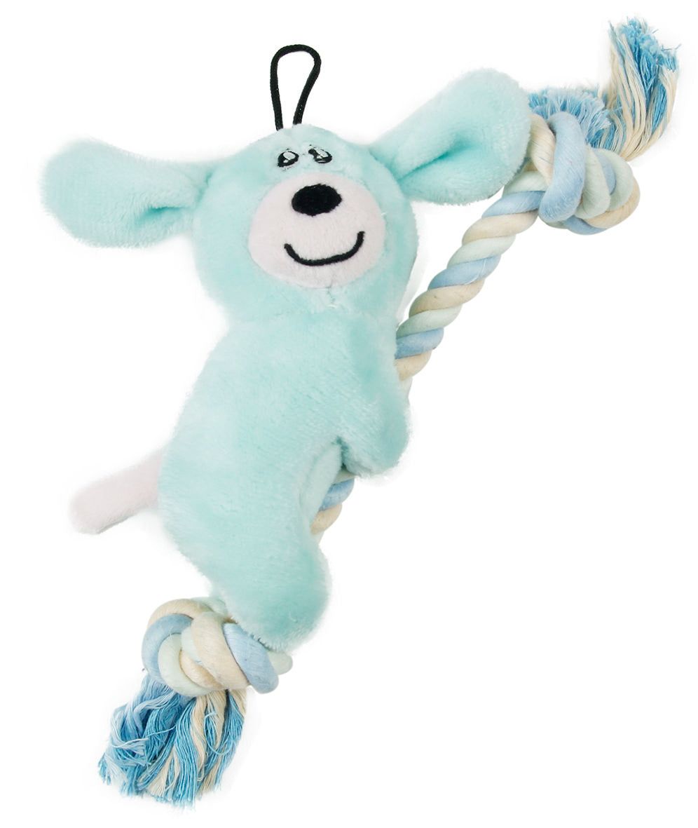 Plush Bear and Jute Rope Squeaky Toy for Newborn Cats and Dogs