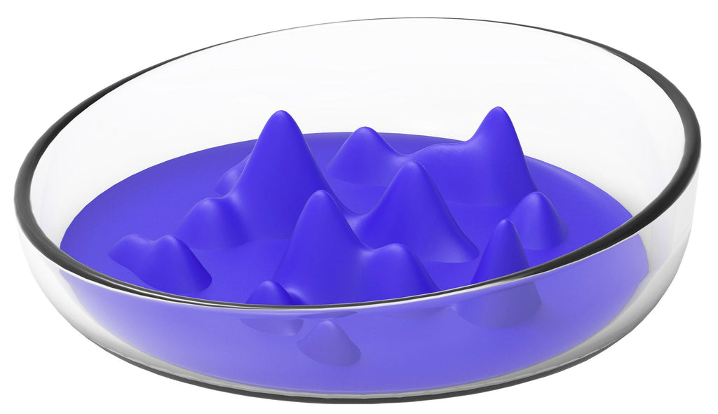 Modern Mountain-Shaped Slow Feeding Pet Bowl with TPR Insert