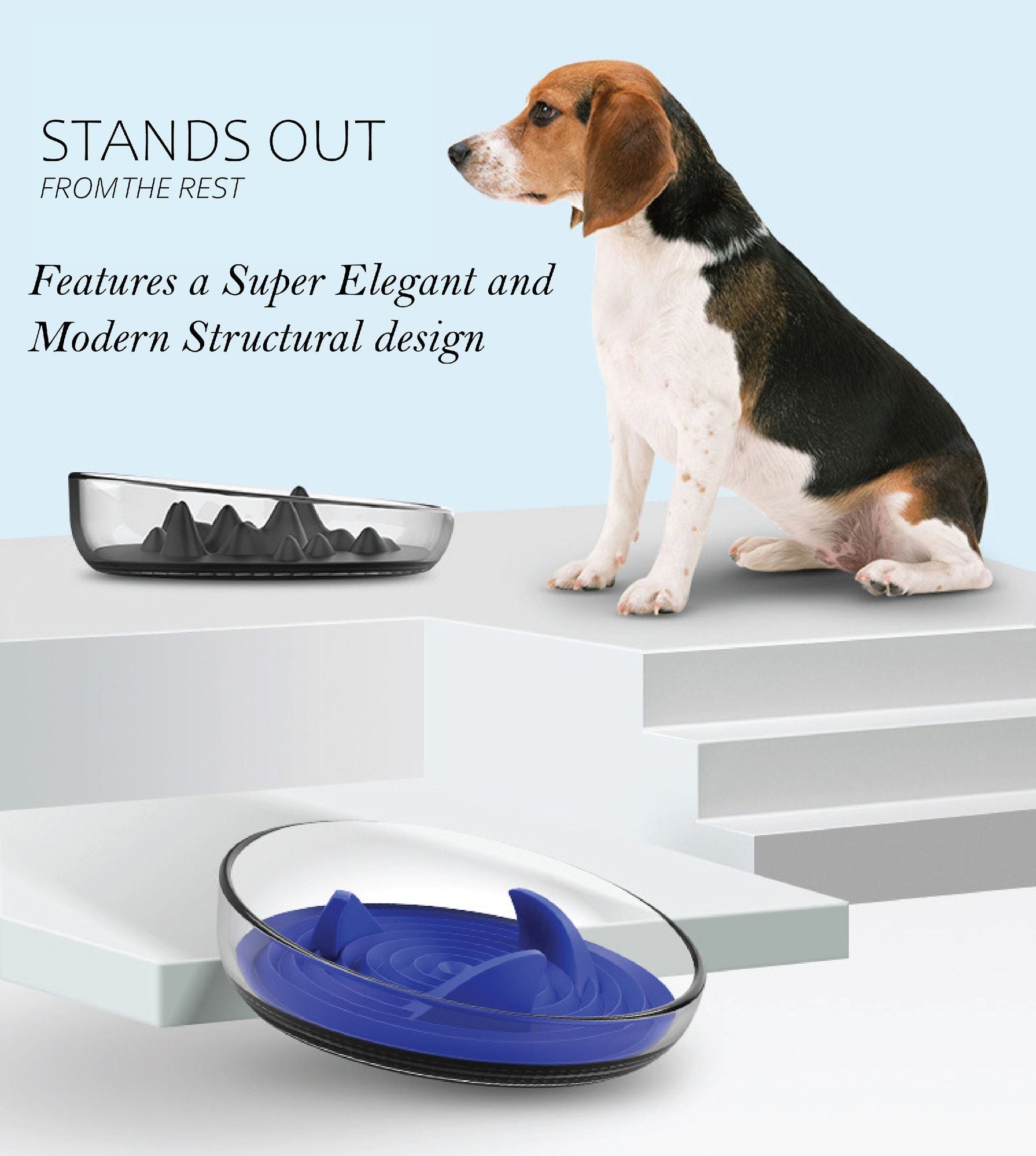 Modern Mountain-Shaped Slow Feeding Pet Bowl with TPR Insert