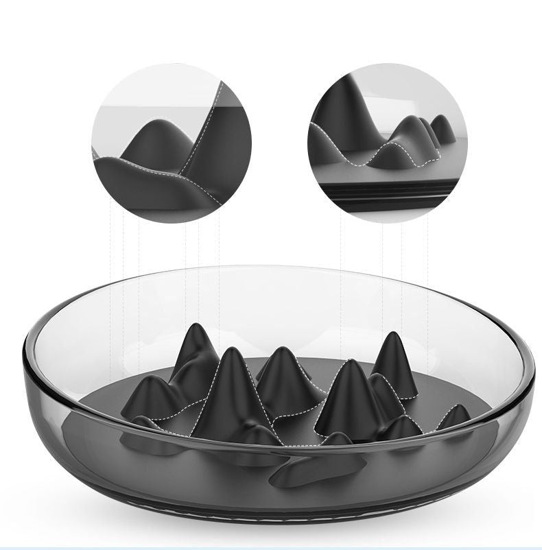 Modern Mountain-Shaped Slow Feeding Pet Bowl with TPR Insert