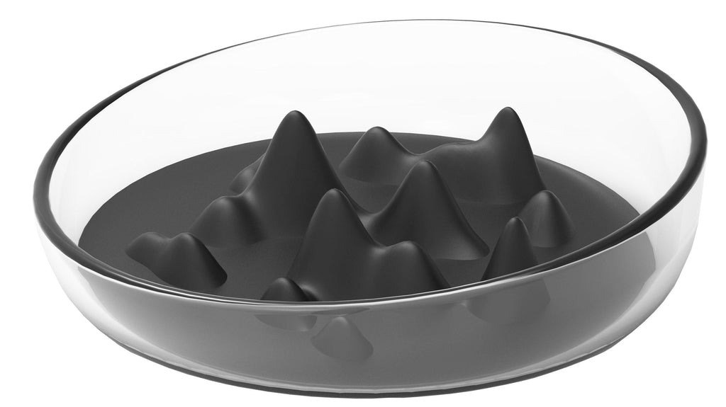 Modern Mountain-Shaped Slow Feeding Pet Bowl with TPR Insert