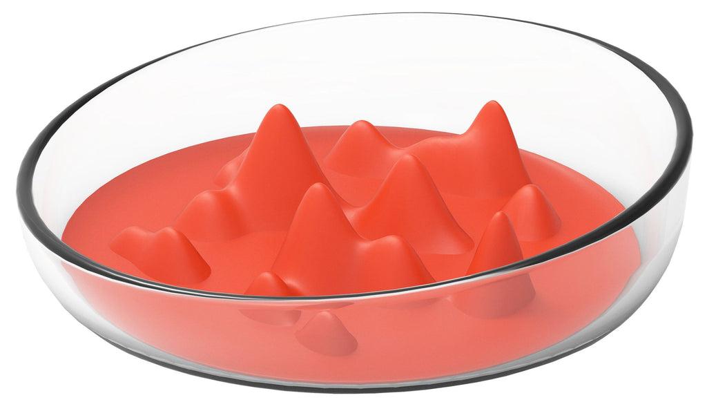 Modern Mountain-Shaped Slow Feeding Pet Bowl with TPR Insert