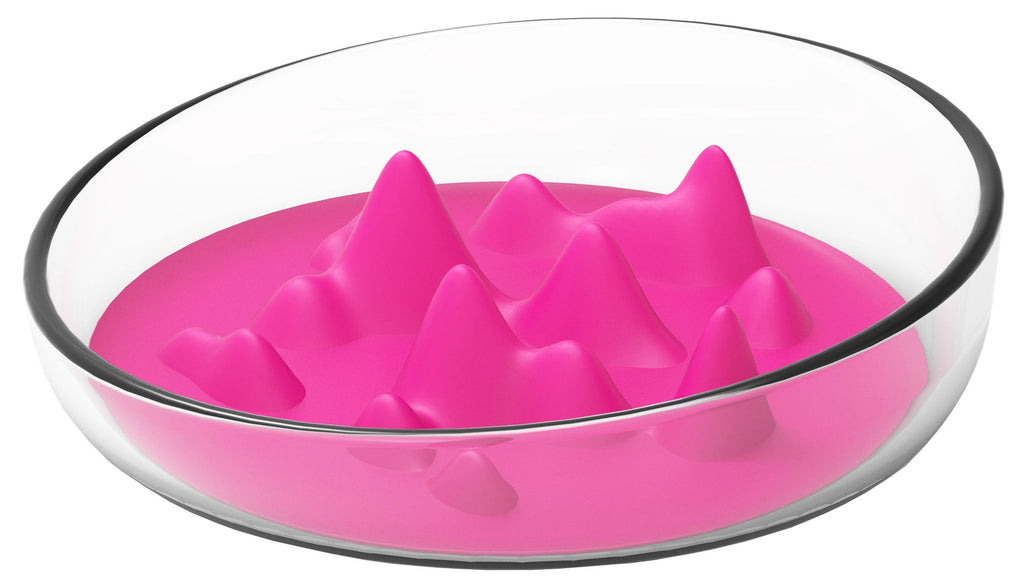 Modern Mountain-Shaped Slow Feeding Pet Bowl with TPR Insert