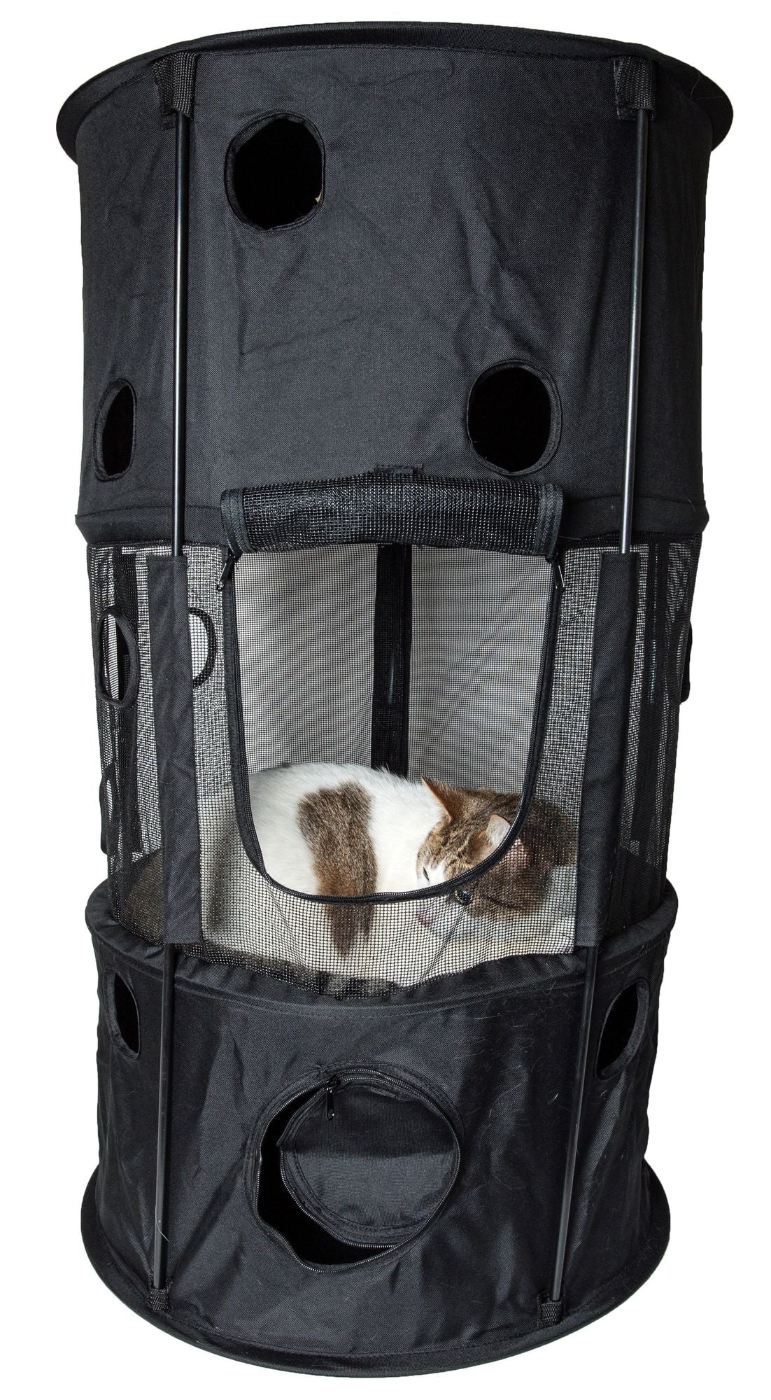 Collapsible Cat House with Multiple Levels for Play and Travel