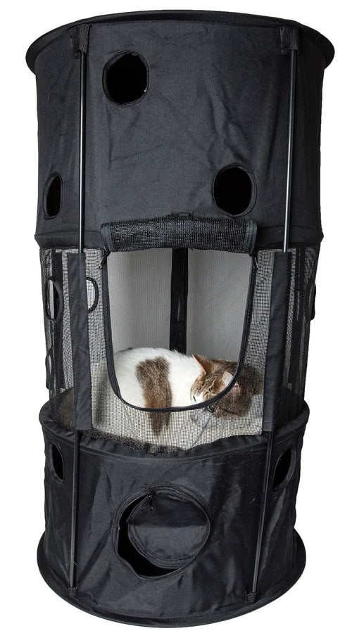 Collapsible Cat House with Multiple Levels for Play and Travel
