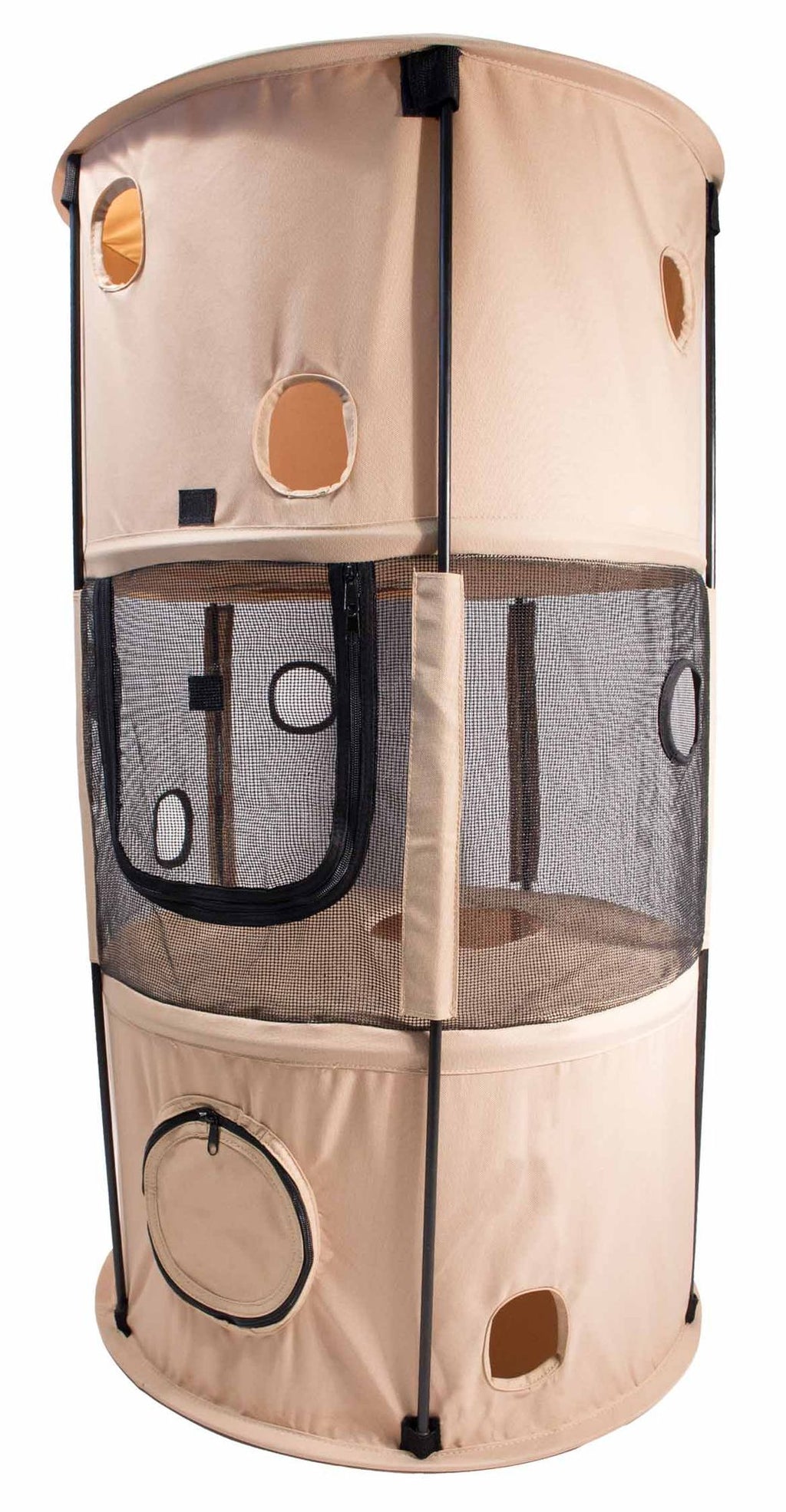 Collapsible Cat House with Multiple Levels for Play and Travel