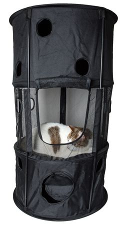 Collapsible Cat House with Multiple Levels for Play and Travel