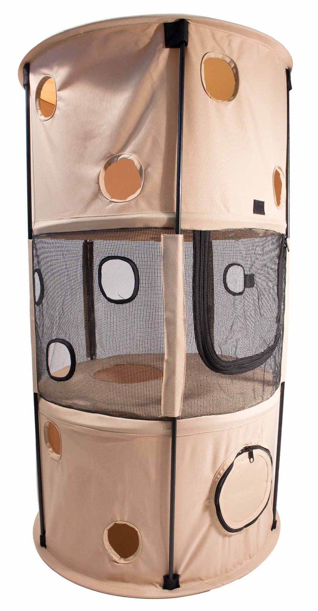 Collapsible Cat House with Multiple Levels for Play and Travel