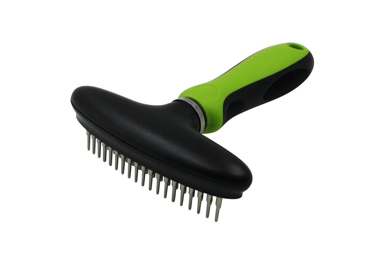 Dual-Row Grooming Rake for Dogs and Cats with Flexible Hinge