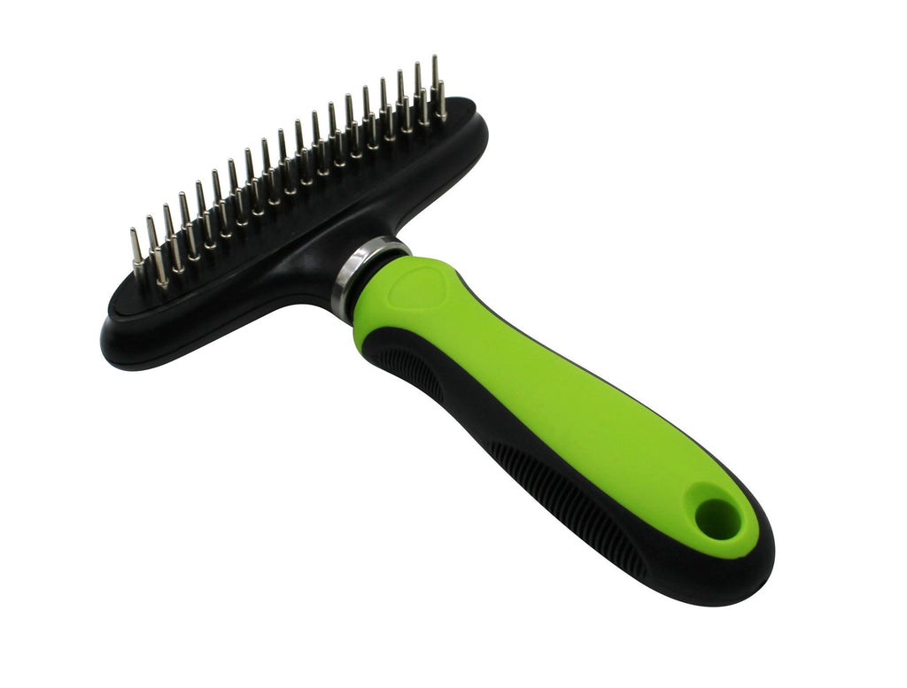 Dual-Row Grooming Rake for Dogs and Cats with Flexible Hinge