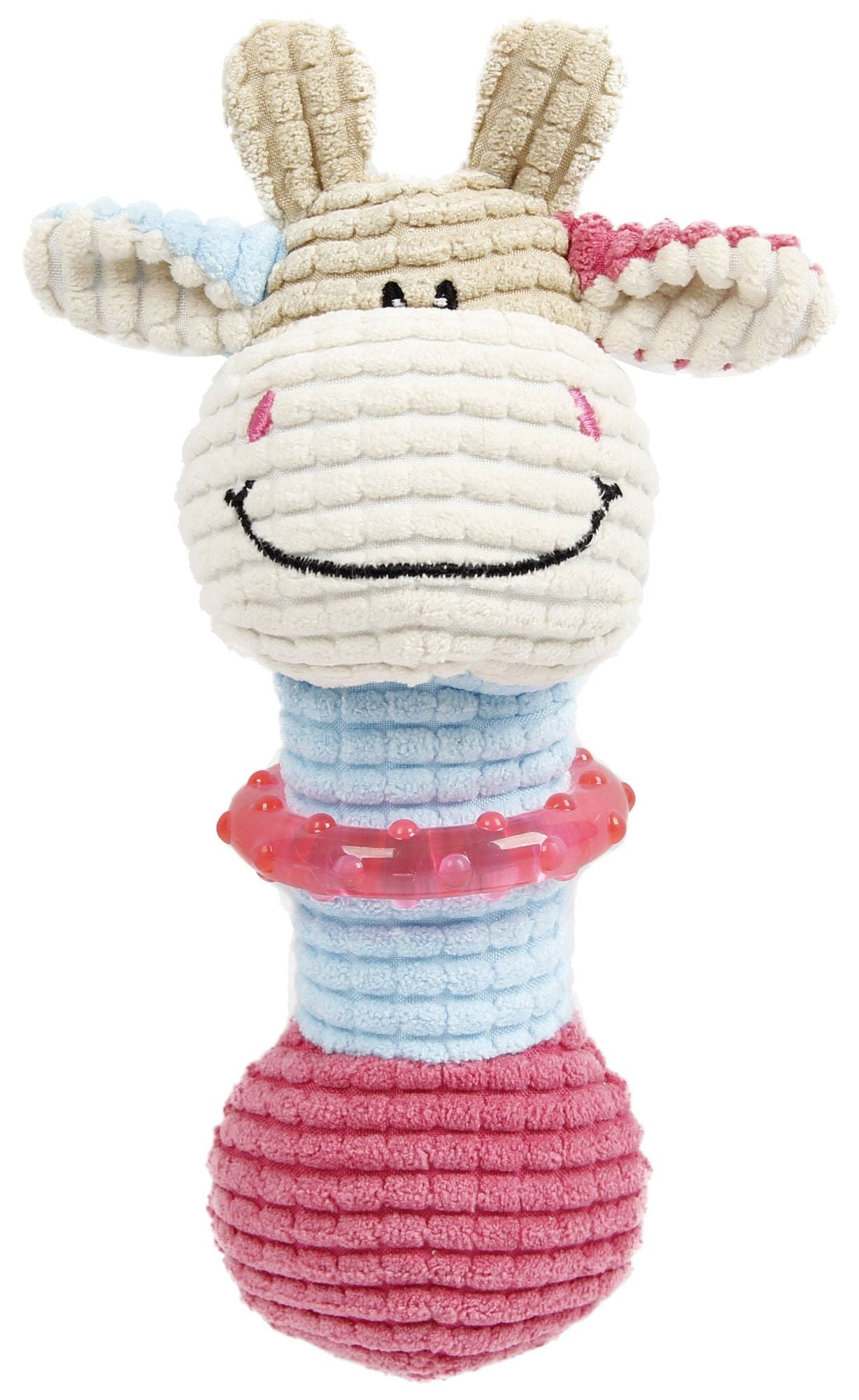 Adorable Giraffe-Cow Plush Toy with Teether Ring for Puppies