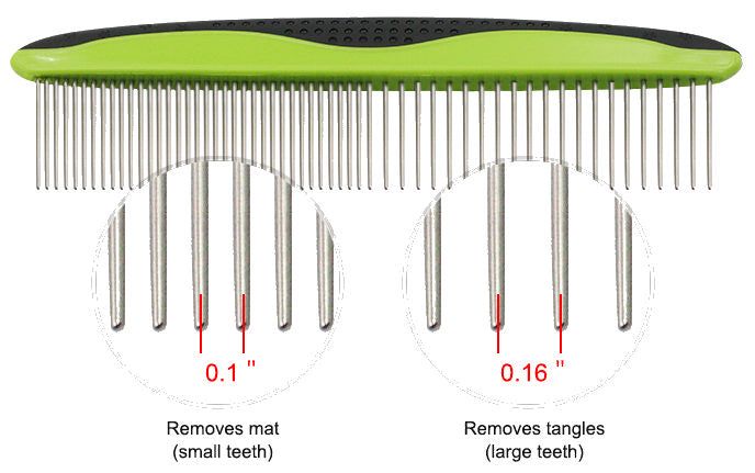 Pet Life Grip Ease' Wide & Narrow Tooth Grooming Comb