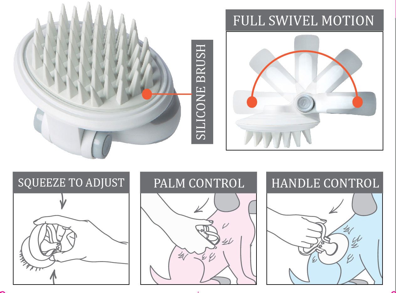 Swivel Travel flexible Massage Pet Brush with Locking Handle