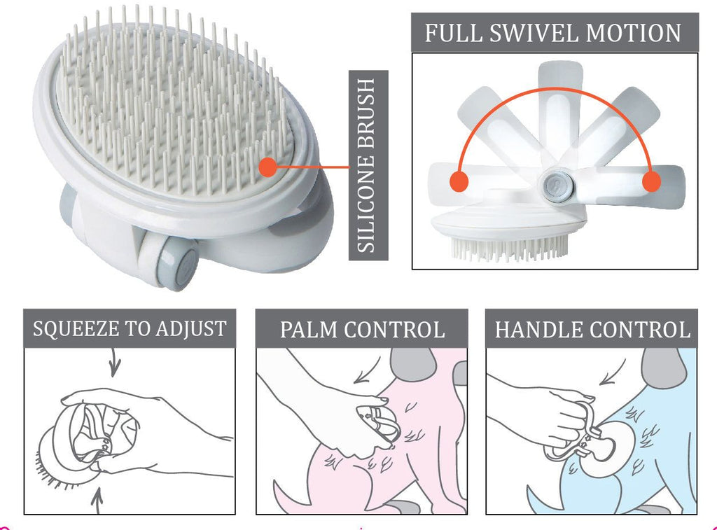 Pet Life 'Gyrater' Swivel Travel Soft Grooming Pet Pin Brush