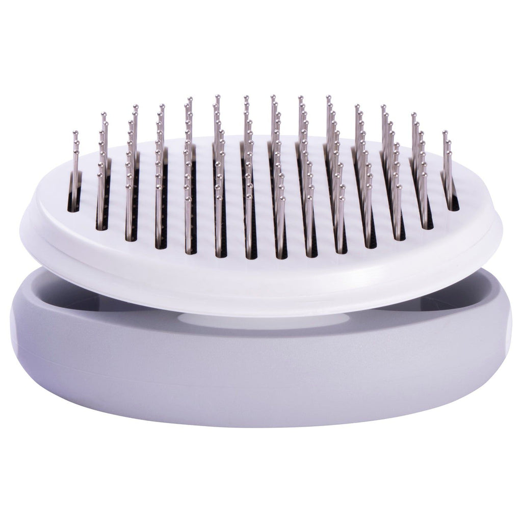 Self-Cleaning Swivel Pin Brush with Adjustable Palm or Knuckle Grip