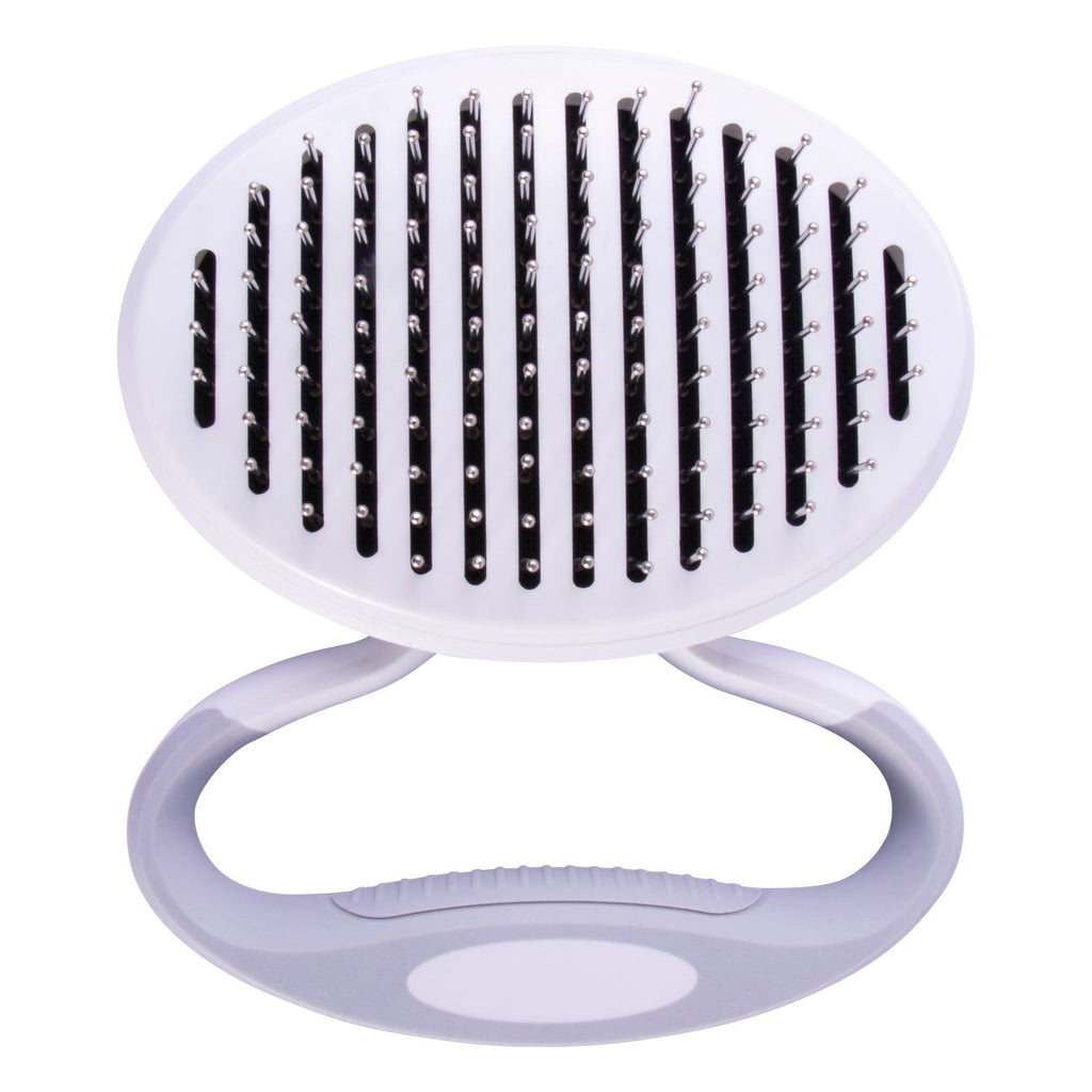 Self-Cleaning Swivel Pin Brush with Adjustable Palm or Knuckle Grip