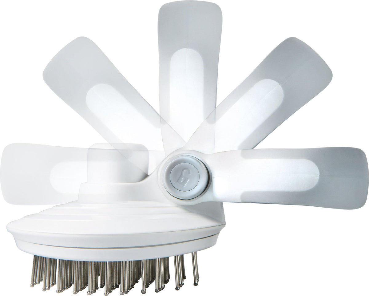 Self-Cleaning Swivel Pin Brush with Adjustable Palm or Knuckle Grip