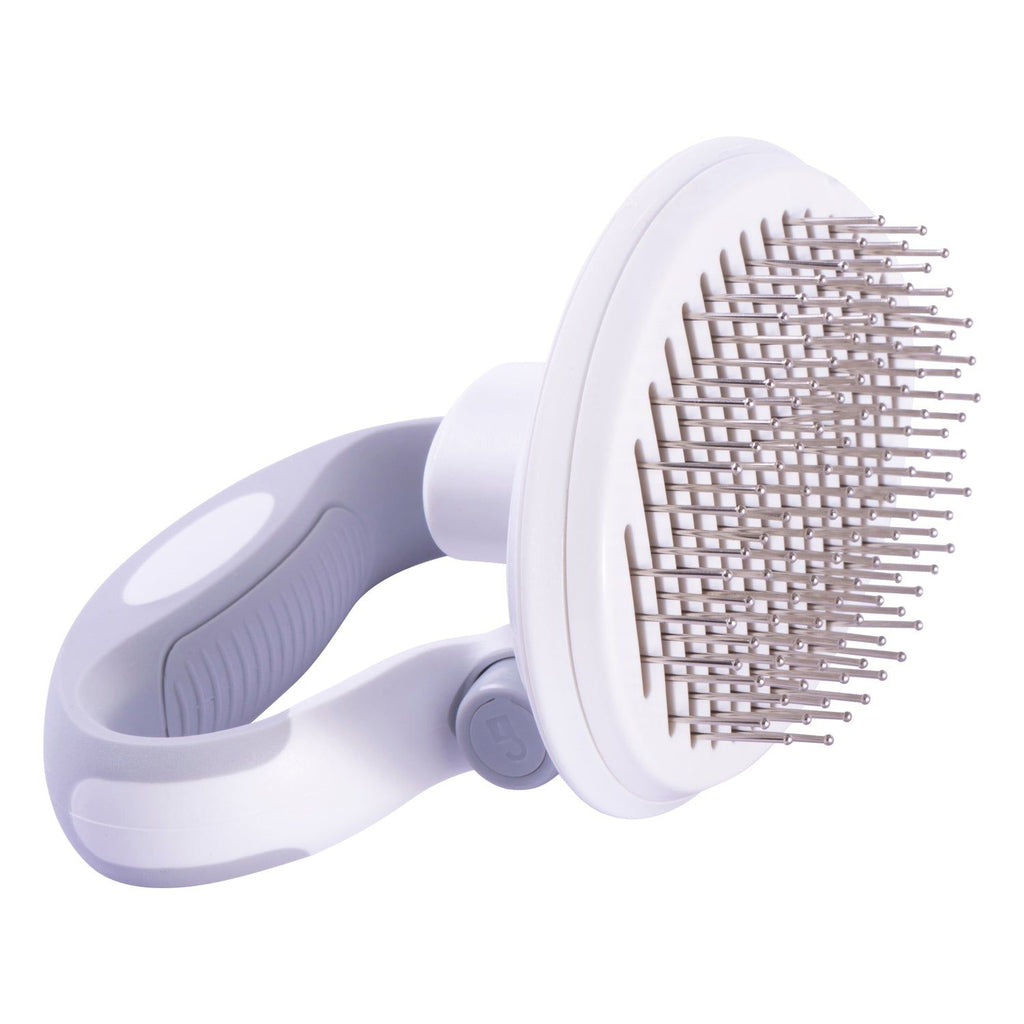 Self-Cleaning Swivel Pin Brush with Adjustable Palm or Knuckle Grip