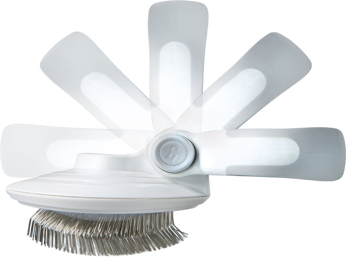 Travel-Ready Self-Cleaning Slicker Brush with Swivel Handle
