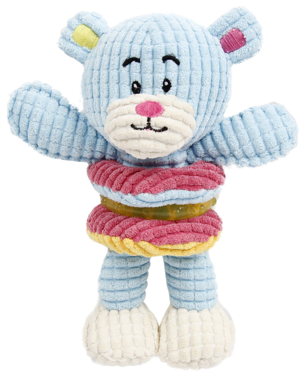 Plush Hugga-Bear Toy with Squeaker and chew-focused Teething Ring for Puppies and Kittens