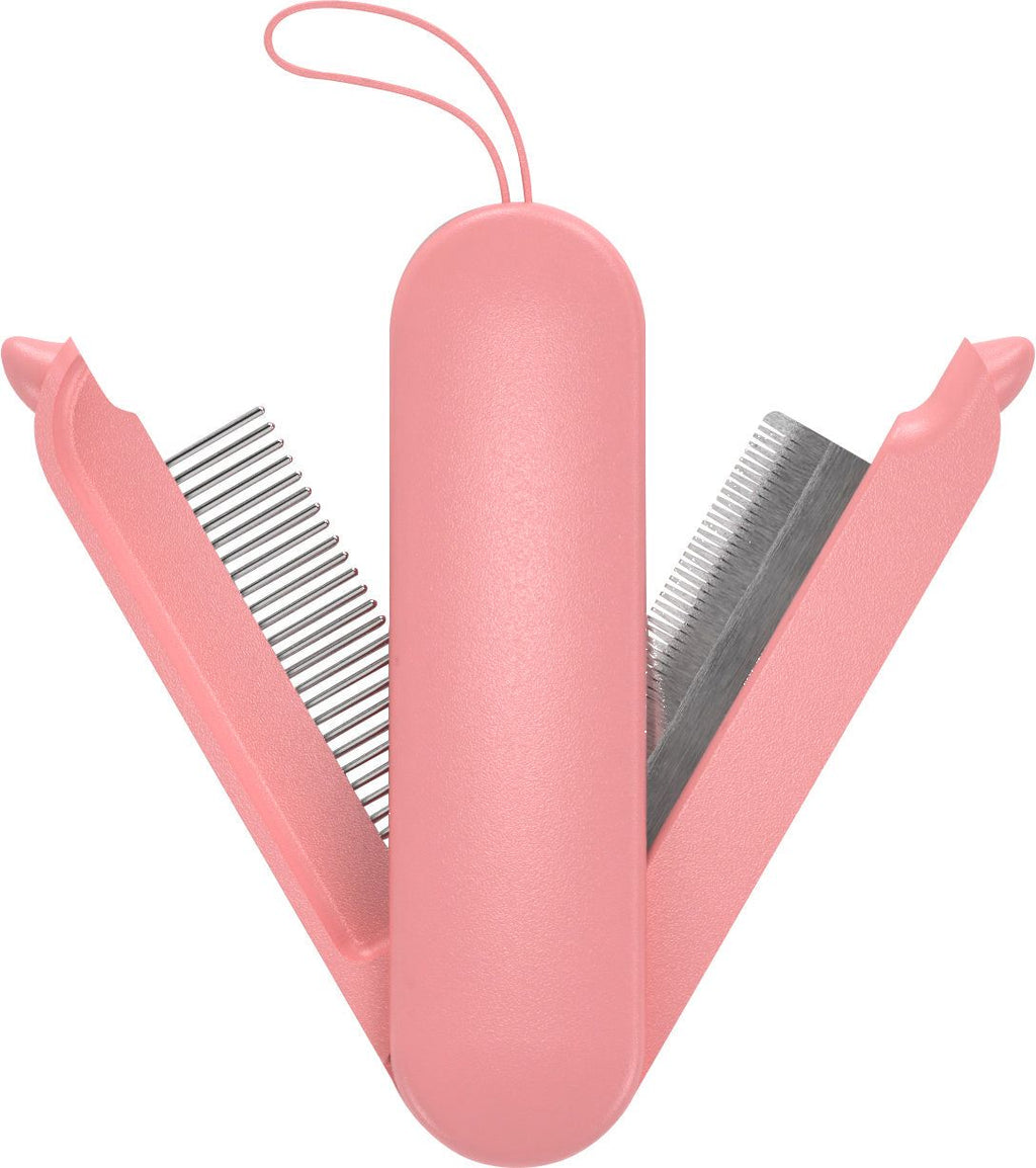 2-in-1 Swivel Travel Grooming Comb and Deshedder for Dogs and Cats